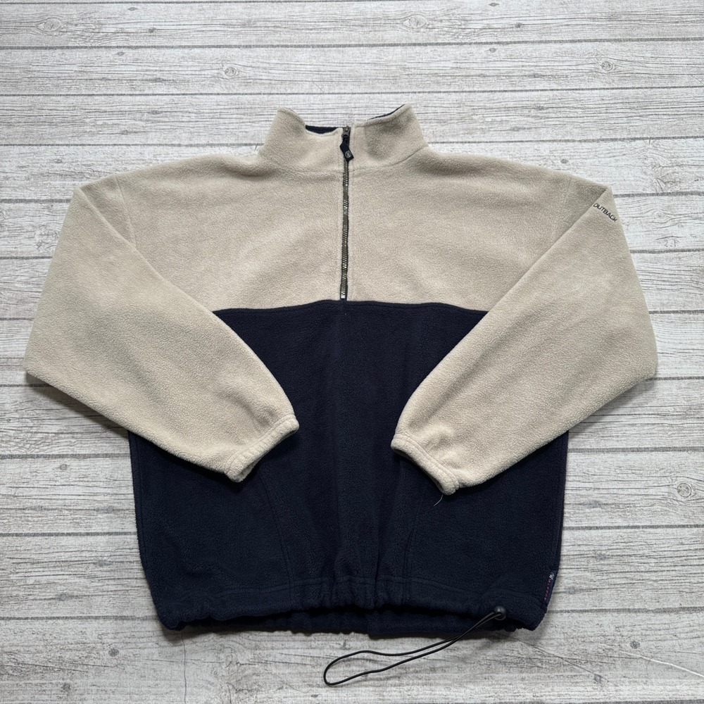 Vintage Quarter Zip Sweater Men's XL Tan Black Colorblock Pullover Canada WAC